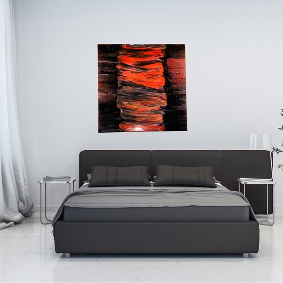 Hand painted 20x20 abstract Acrylic fluid art canvas painting neon and black - Picture 2 of 12